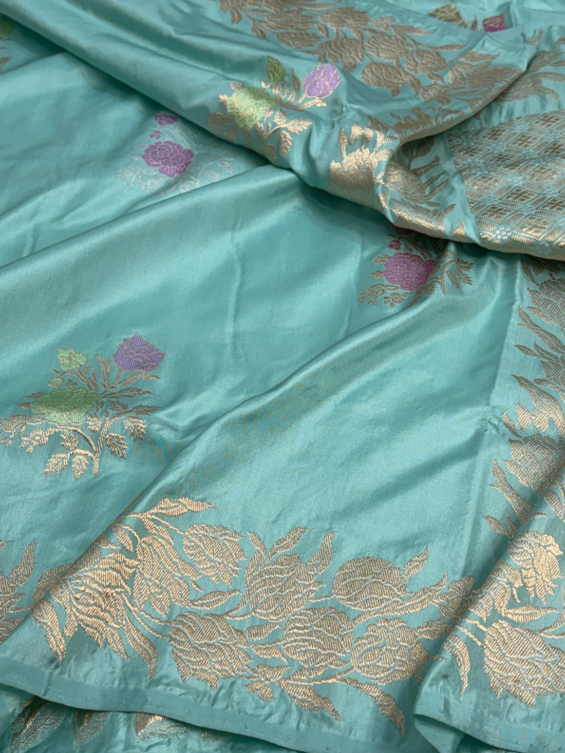 Sea Green Pure Banarasi Ektara Silk Saree