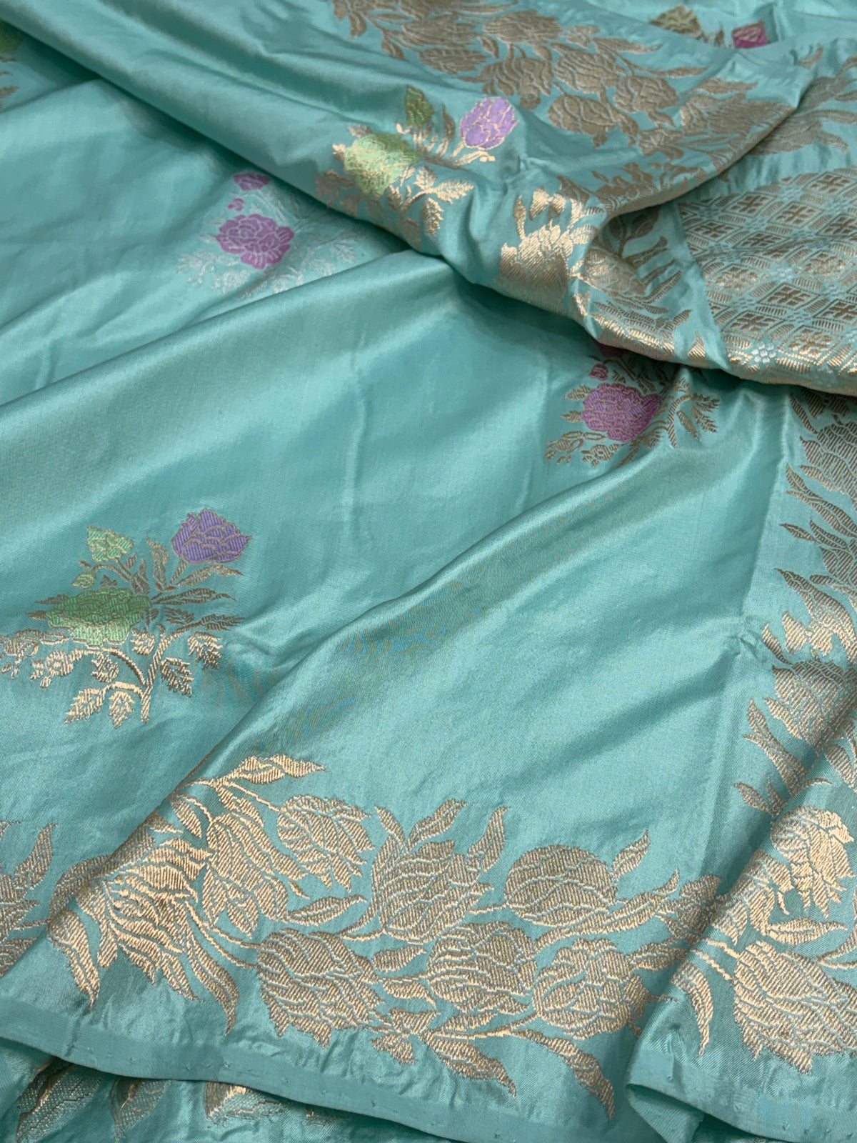 Sea Green Pure Banarasi Ektara Silk Saree