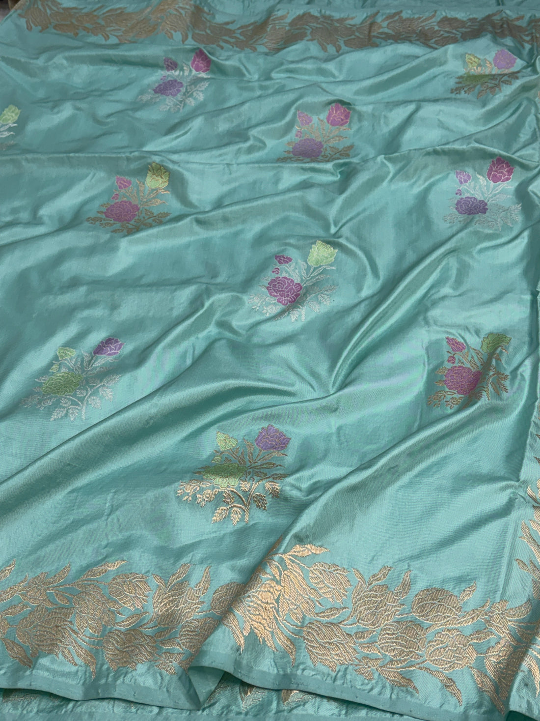 Sea Green Pure Banarasi Ektara Silk Saree