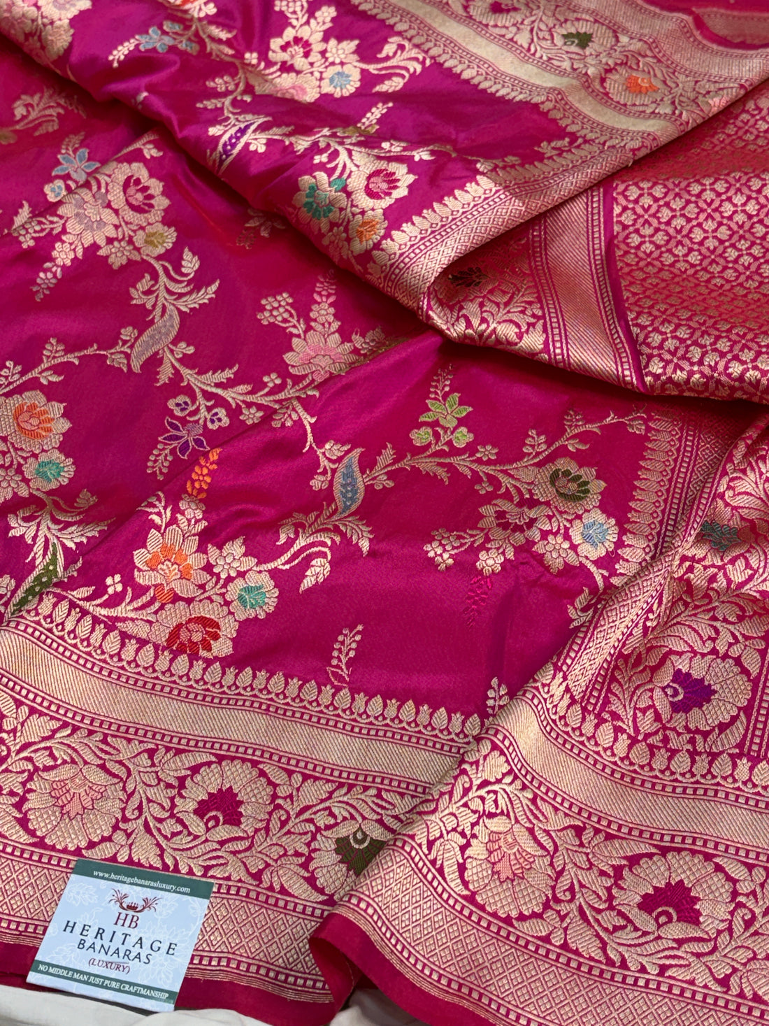 Rani Pink Pure Banarasi Katan Silk Saree
