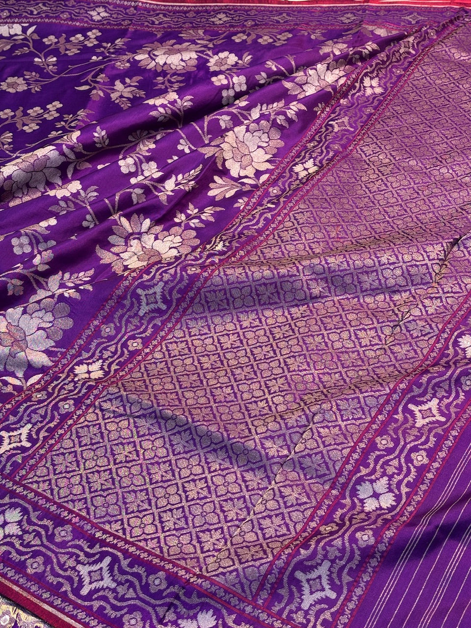 Purple Silk Jamdani Saree with Zari Weaves