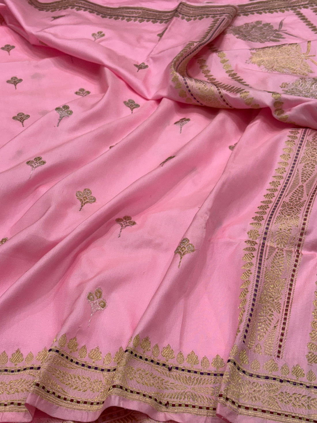 Pink Pure Banarasi Ektara  Silk Handwoven Saree