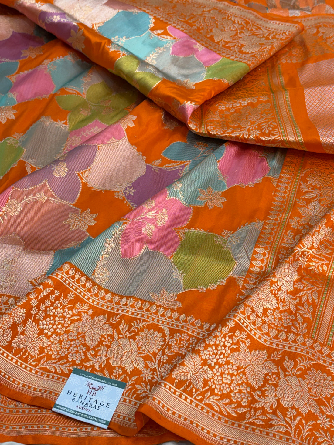 Orange Pure Banarasi Rangkat Saree