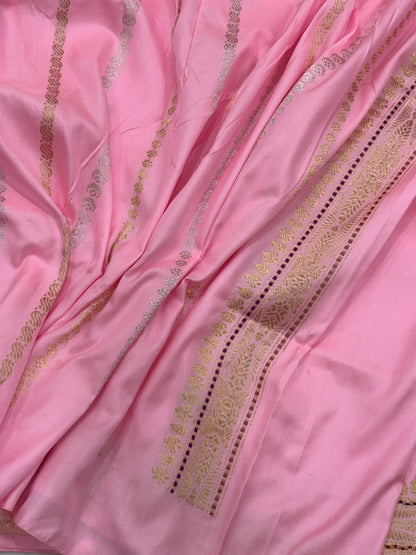 Pink Pure Banarasi Ektara  Silk Handwoven Saree