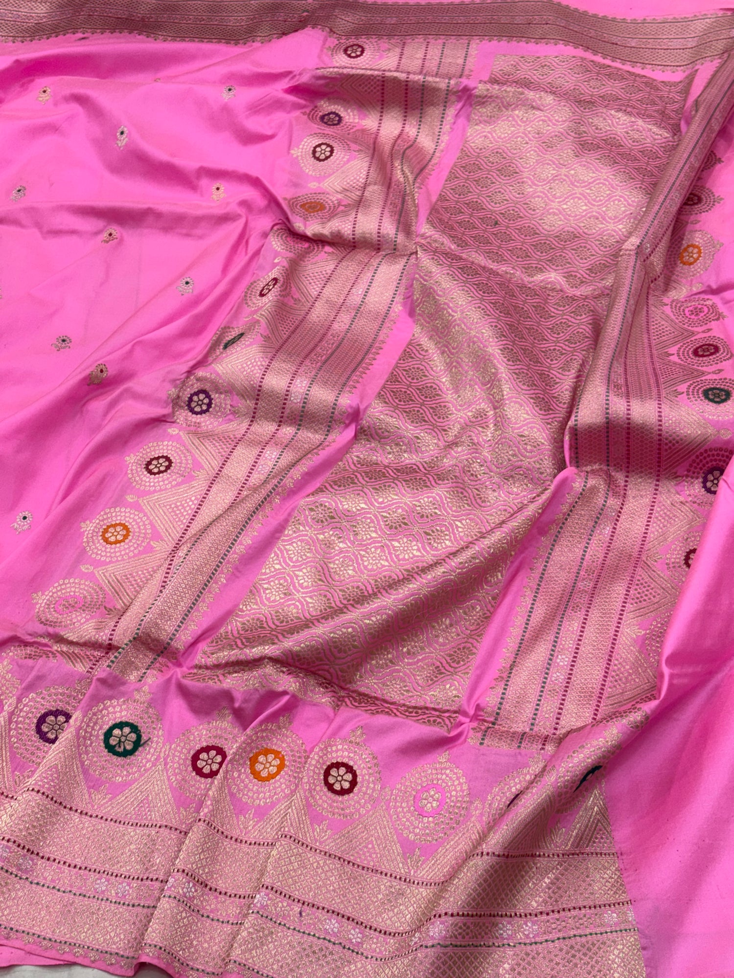 Pink Banarasi Pure Katan Silk Handwoven Saree