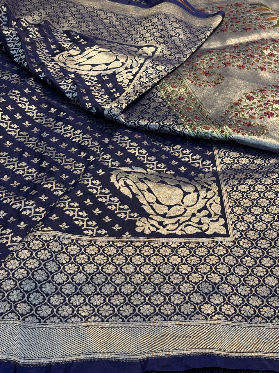 Royal Midnight Blue Pure Banarasi Katan Silk handloom Saree
