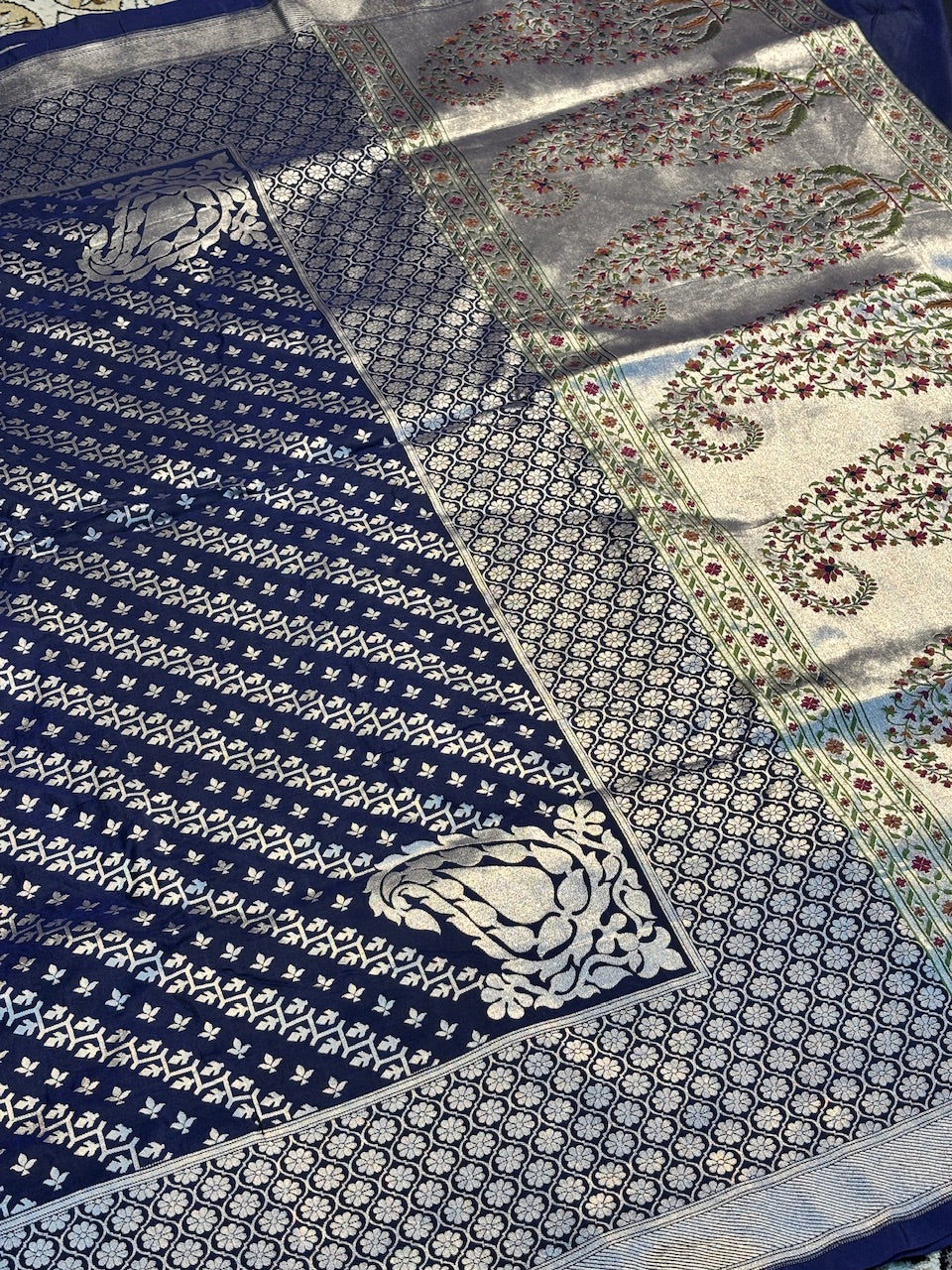 Royal Midnight Blue Pure Banarasi Katan Silk handloom Saree