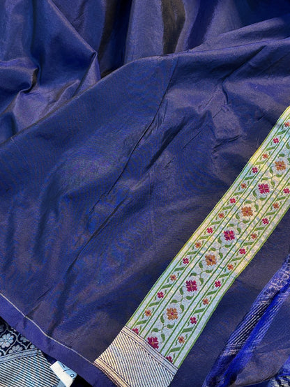 Royal Midnight Blue Pure Banarasi Katan Silk handloom Saree