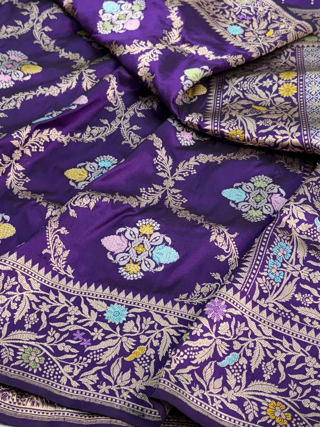 Purple Pure Banarasi Katan Silk Saree