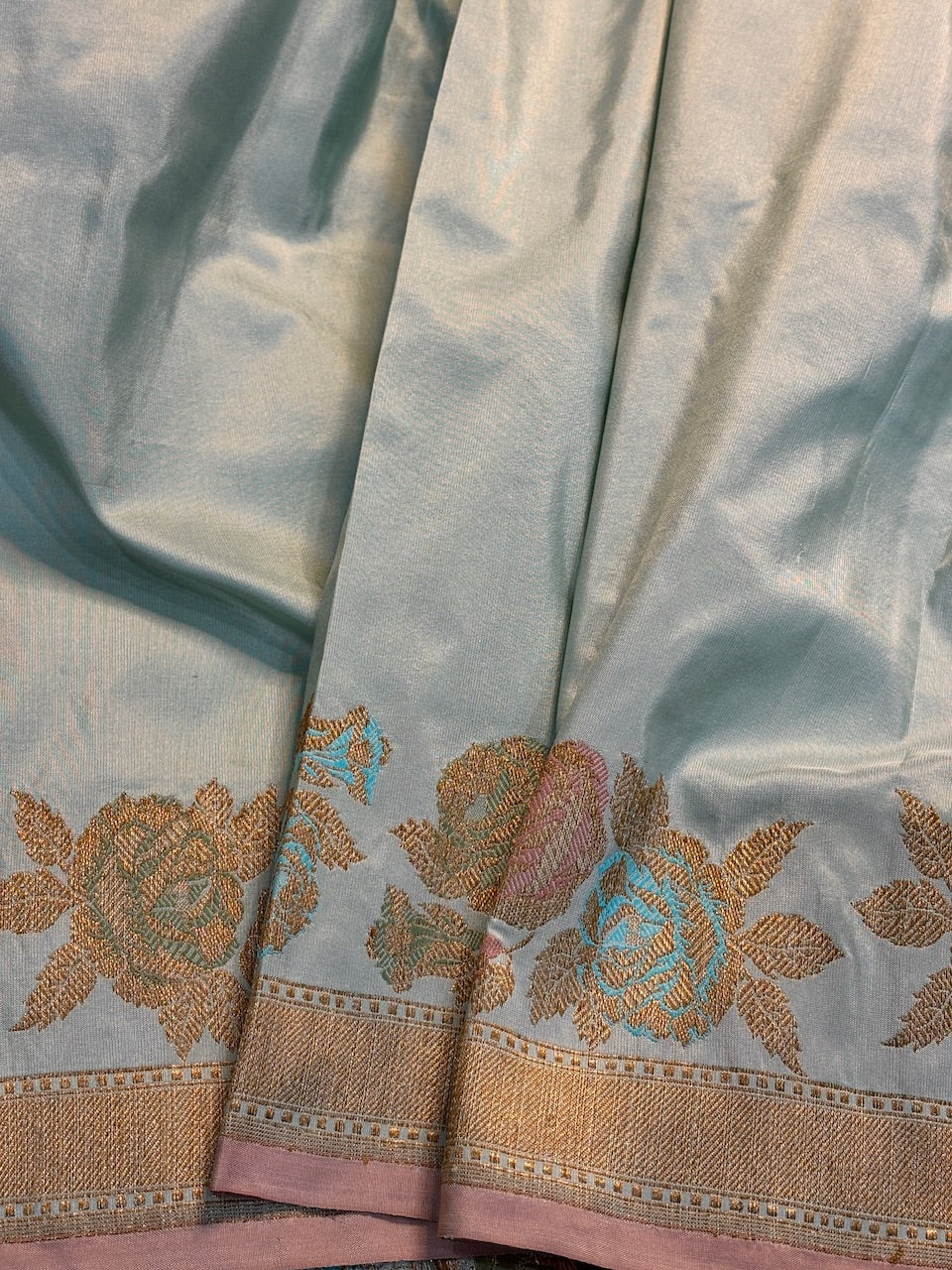 Grey Pure Banarasi Katan Silk handloom Saree