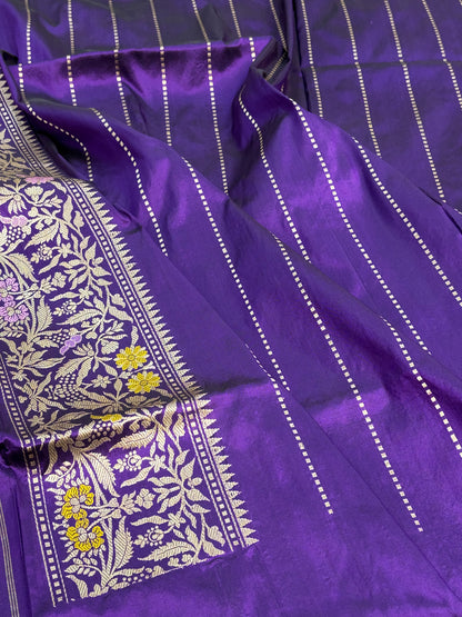 Purple Pure Banarasi Katan Silk Saree