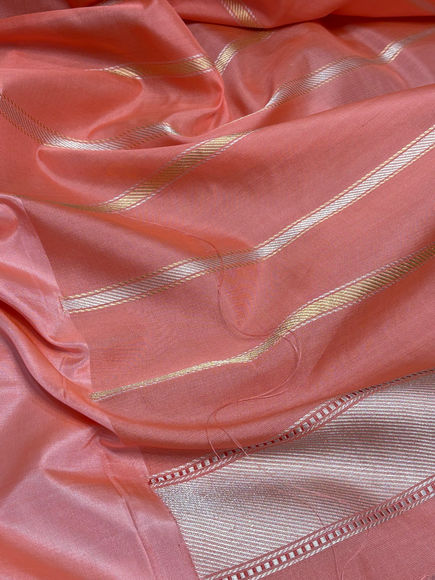 Wine Kadhiyal Banarasi Kora Silk Saree with Katan Baby Pink Border