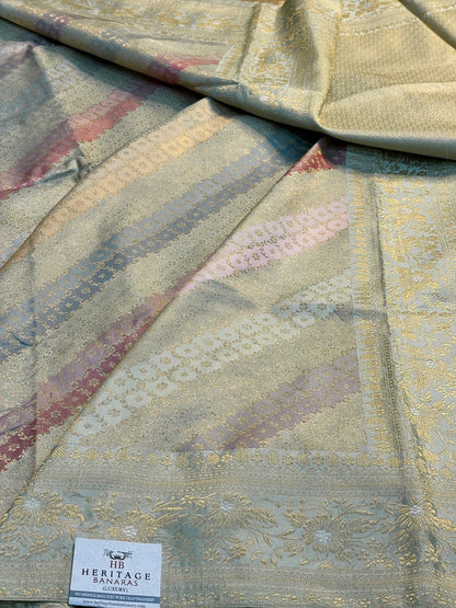 Sage Gold Pure Banarasi Rangkaat Silk handloom Saree