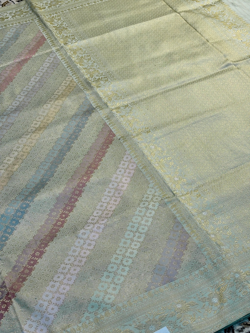 Sage Gold Pure Banarasi Rangkaat Silk handloom Saree