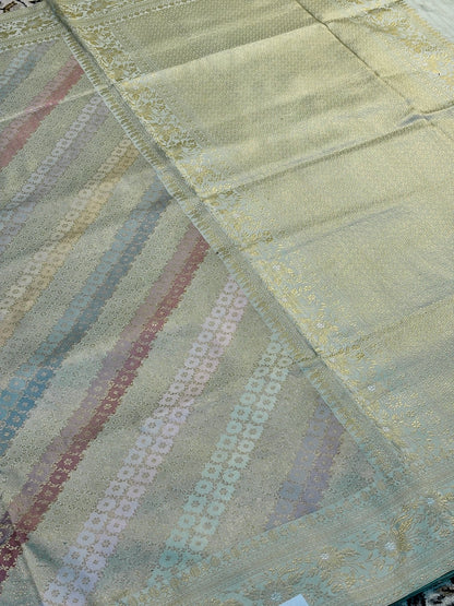 Sage Gold Pure Banarasi Rangkaat Silk handloom Saree