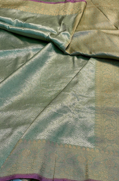 Pista Green Pure Banarasi  Handloom Brocade Silk Saree