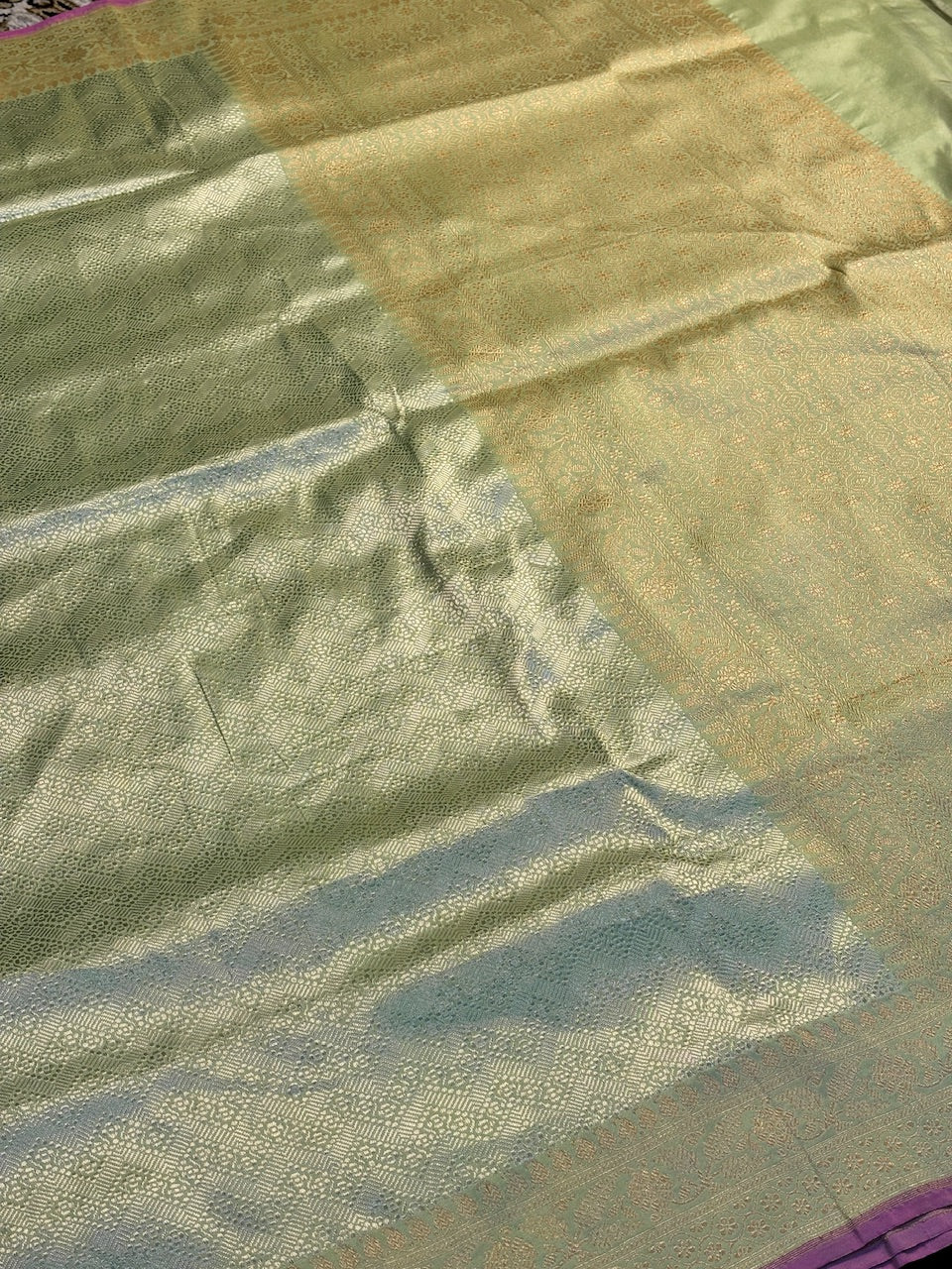 Pista Green Pure Banarasi  Handloom Brocade Silk Saree
