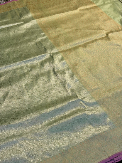 Pista Green Pure Banarasi  Handloom Brocade Silk Saree