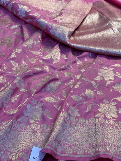 Pink Pure Banarasi Katan Silk Saree