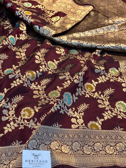 Coffee Brown Pure Banarasi Katan Silk Saree