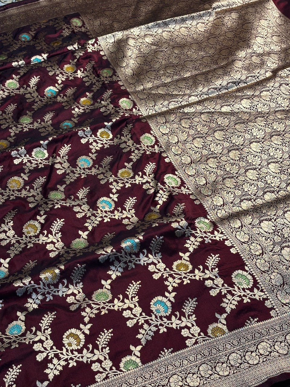 Coffee Brown Pure Banarasi Katan Silk Saree