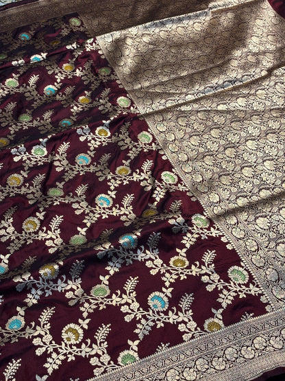 Coffee Brown Pure Banarasi Katan Silk Saree