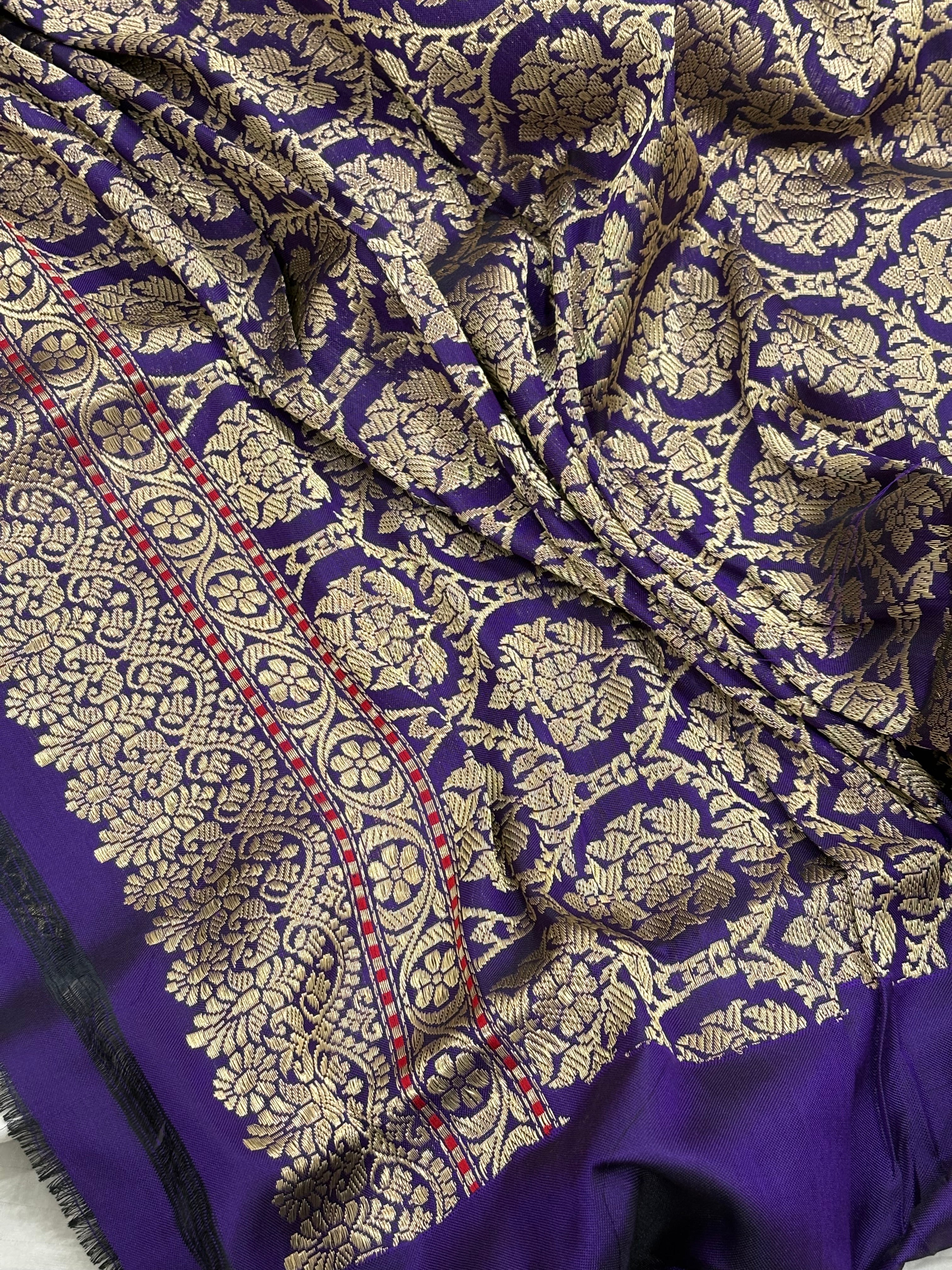 Purple Pure Banarasi Ektara  Silk Handwoven Saree