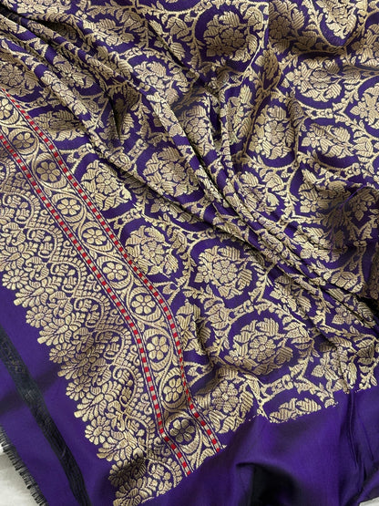 Purple Pure Banarasi Ektara  Silk Handwoven Saree