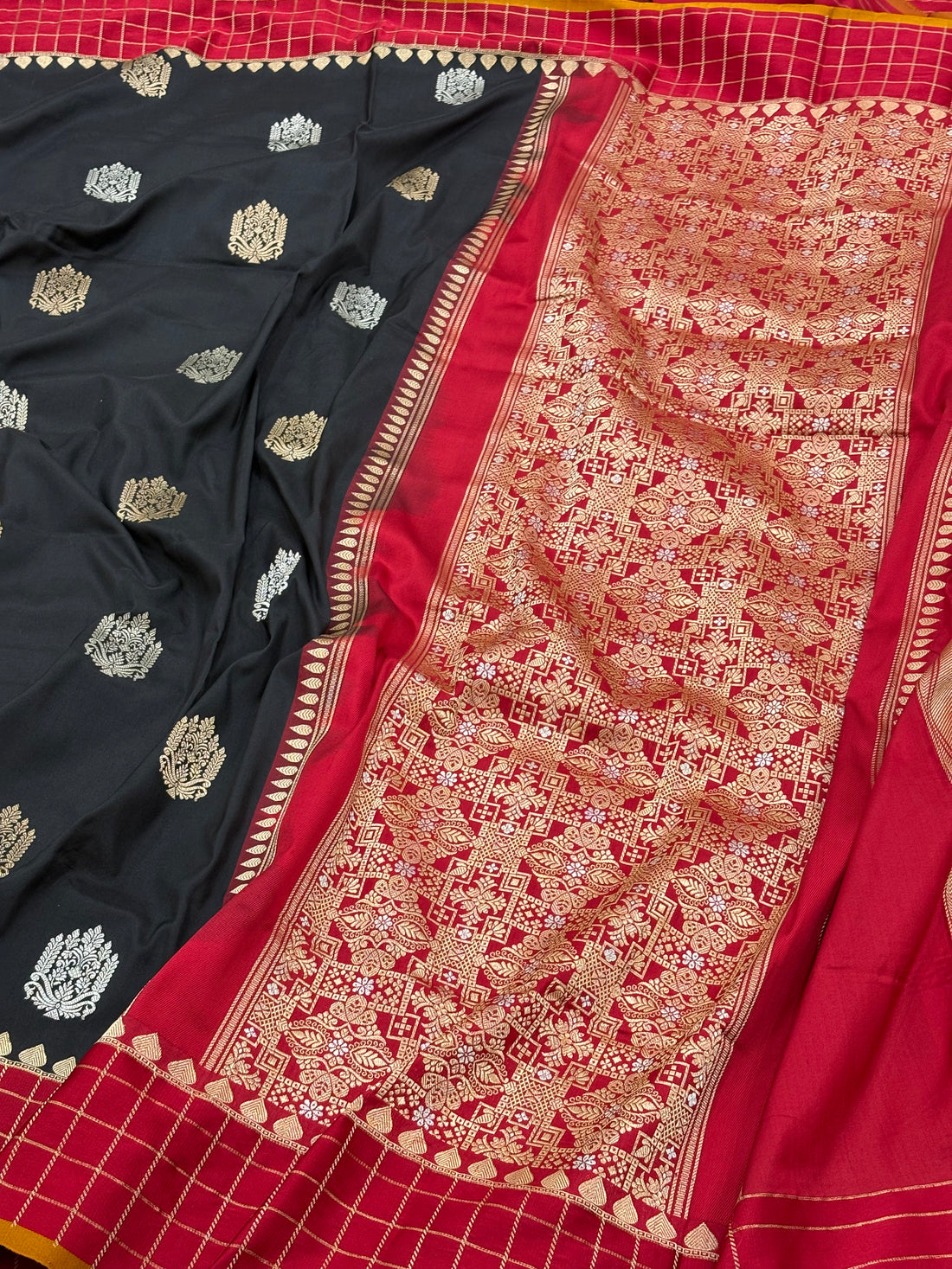 Black Banarasi Pure Katan Silk Handwoven Saree