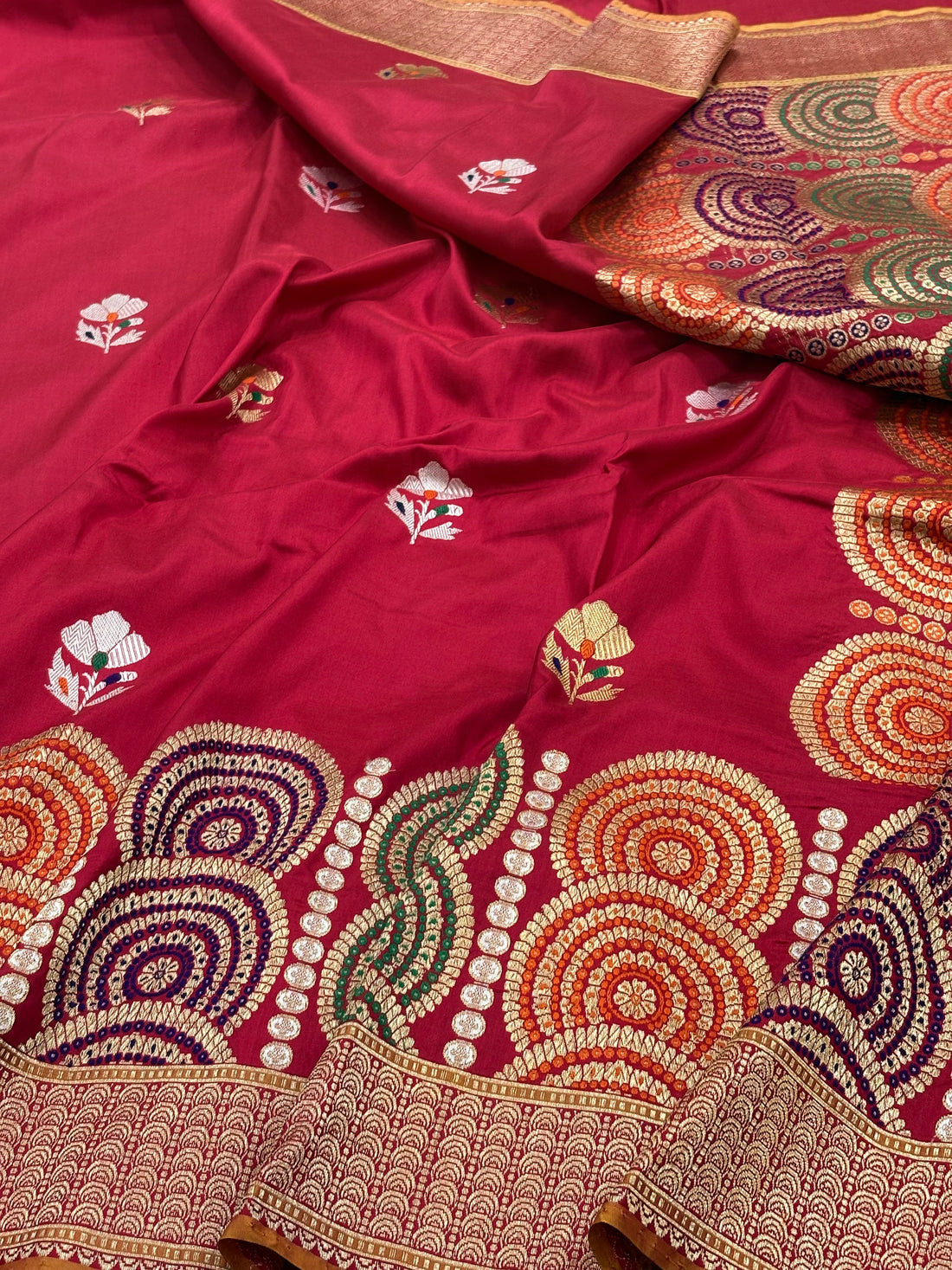 Red Banarasi Pure Katan Silk Handwoven Saree