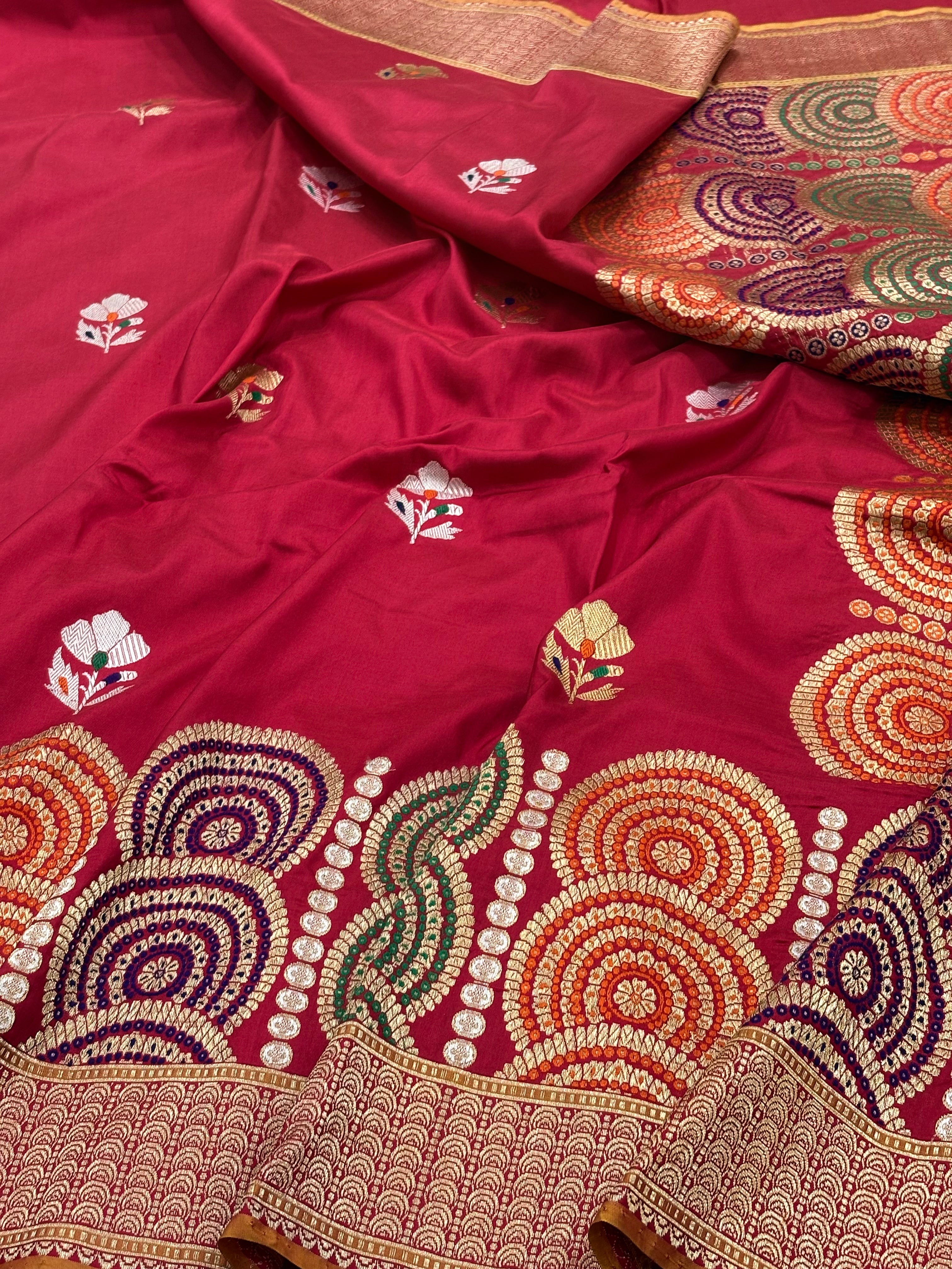 Red Banarasi Pure Katan Silk Handwoven Saree