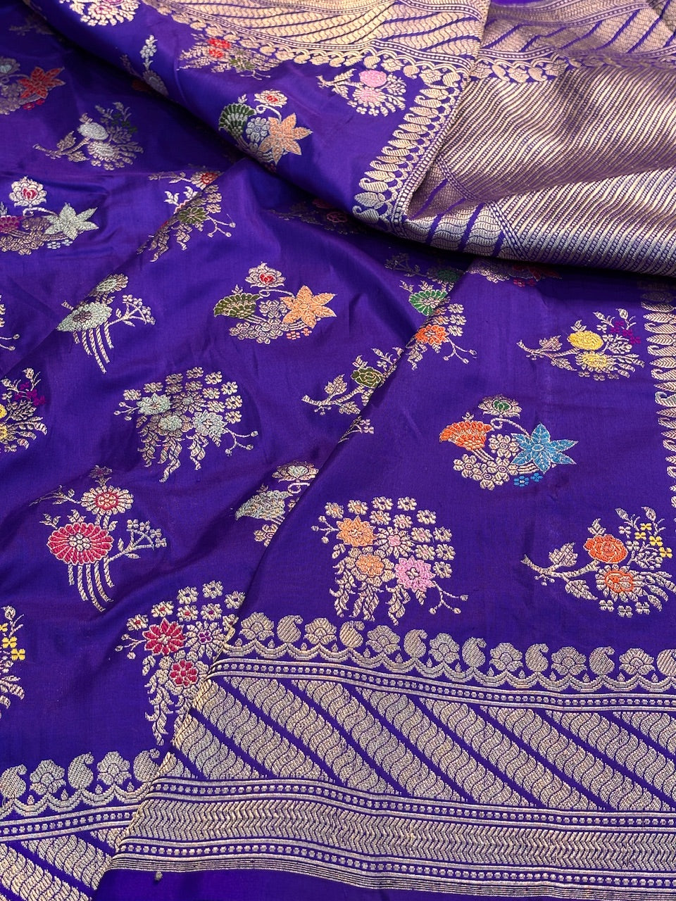 Purple Pure Banarasi Katan Silk Saree