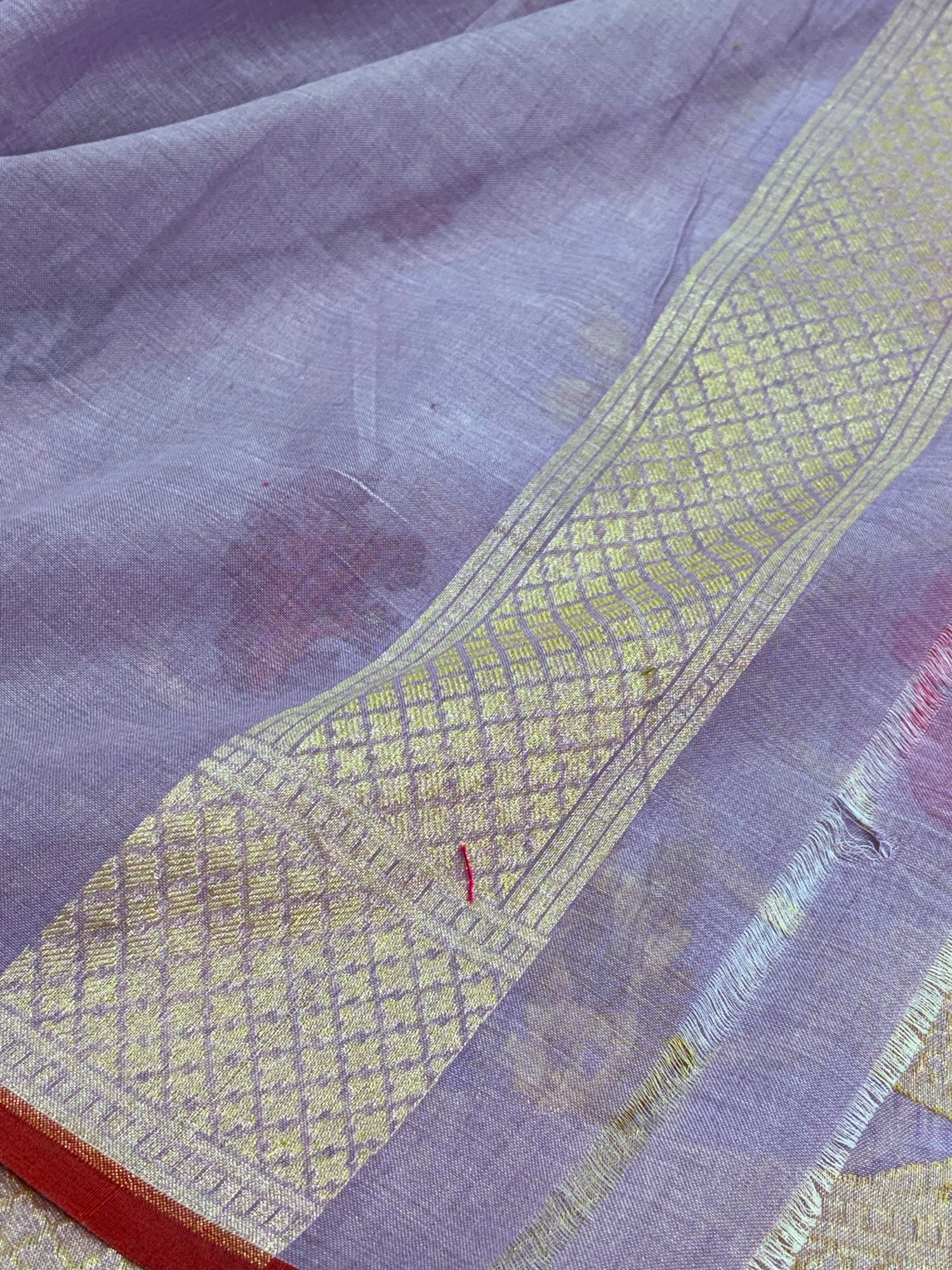 Mauve Cotton Jamdani Saree with Multicolor Woven Motifs