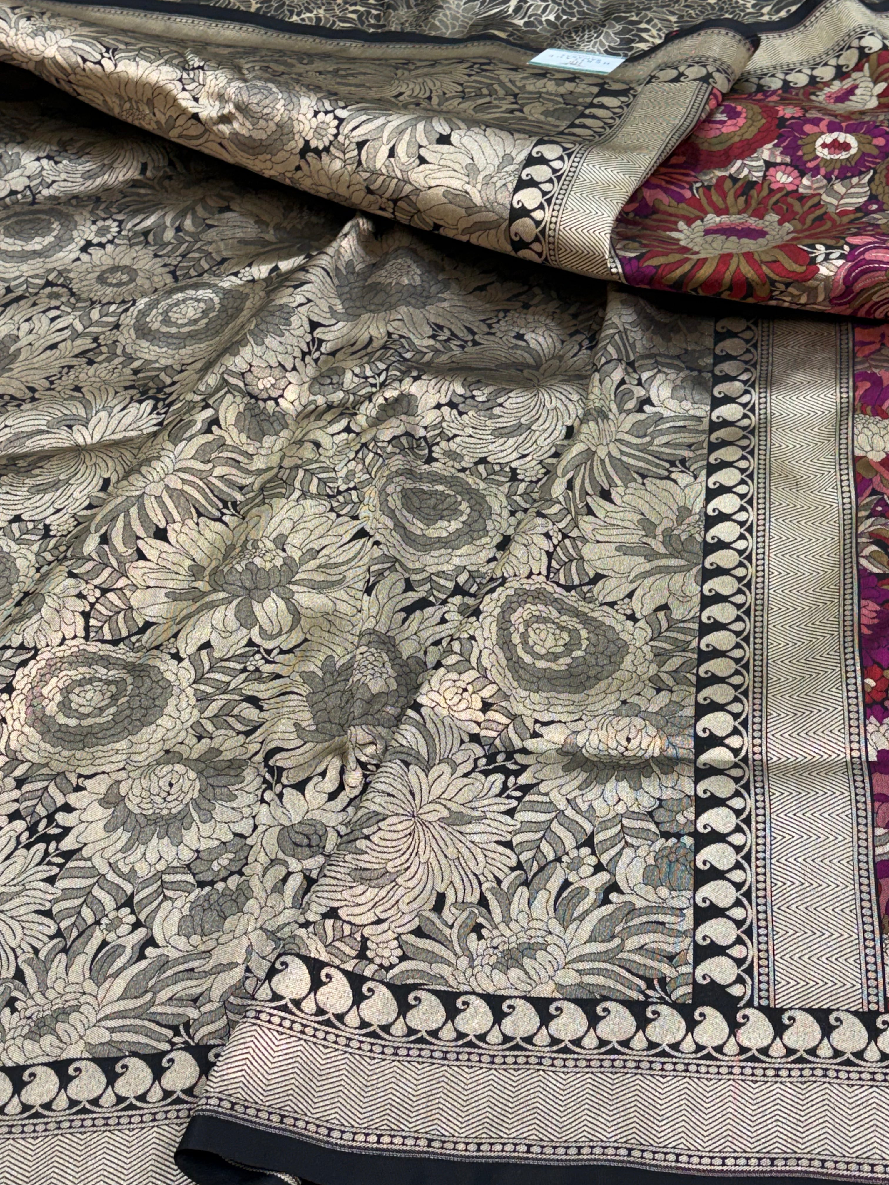 Black Banarasi Brocade Saree with Khimkhab Pallu