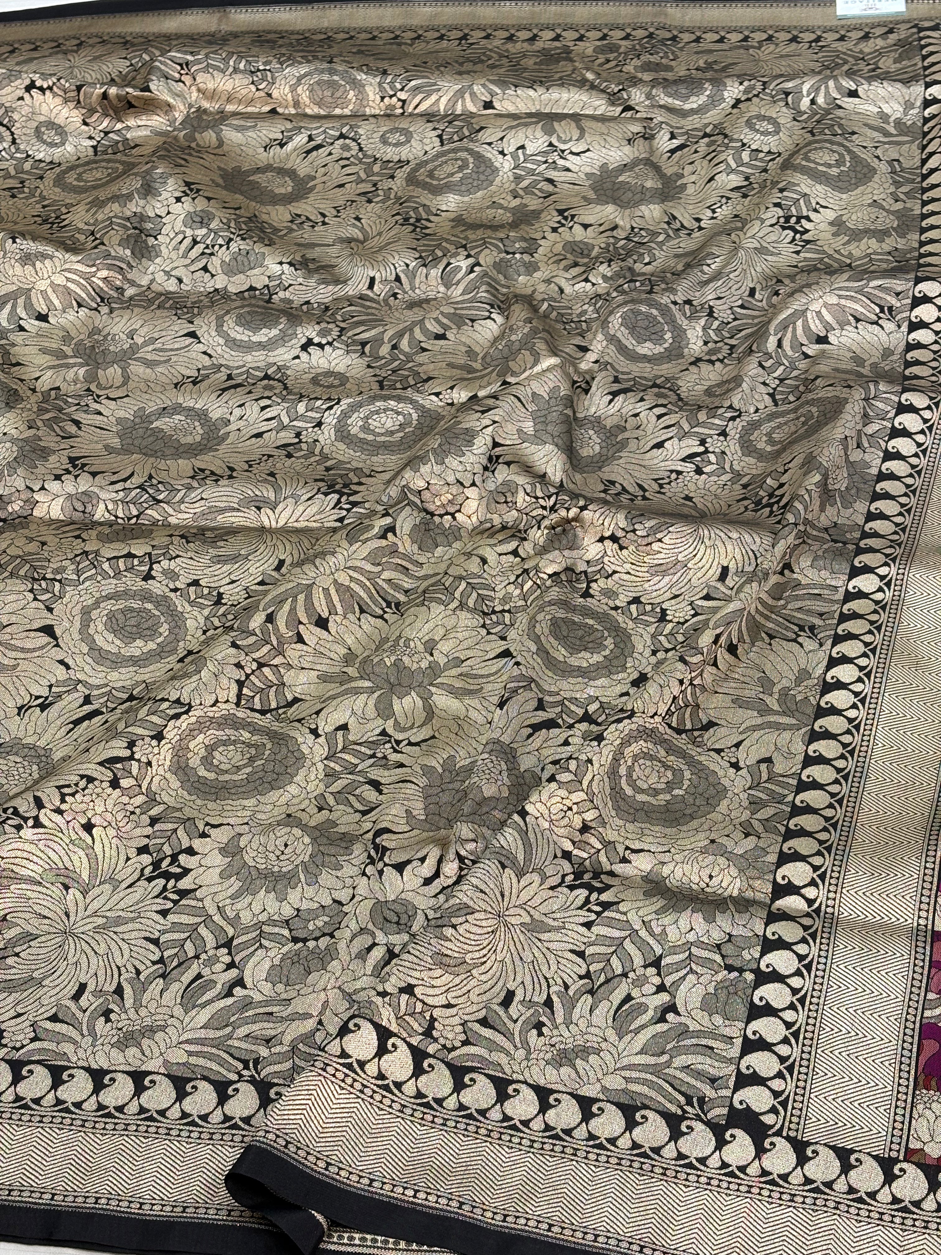 Black Banarasi Brocade Saree with Khimkhab Pallu