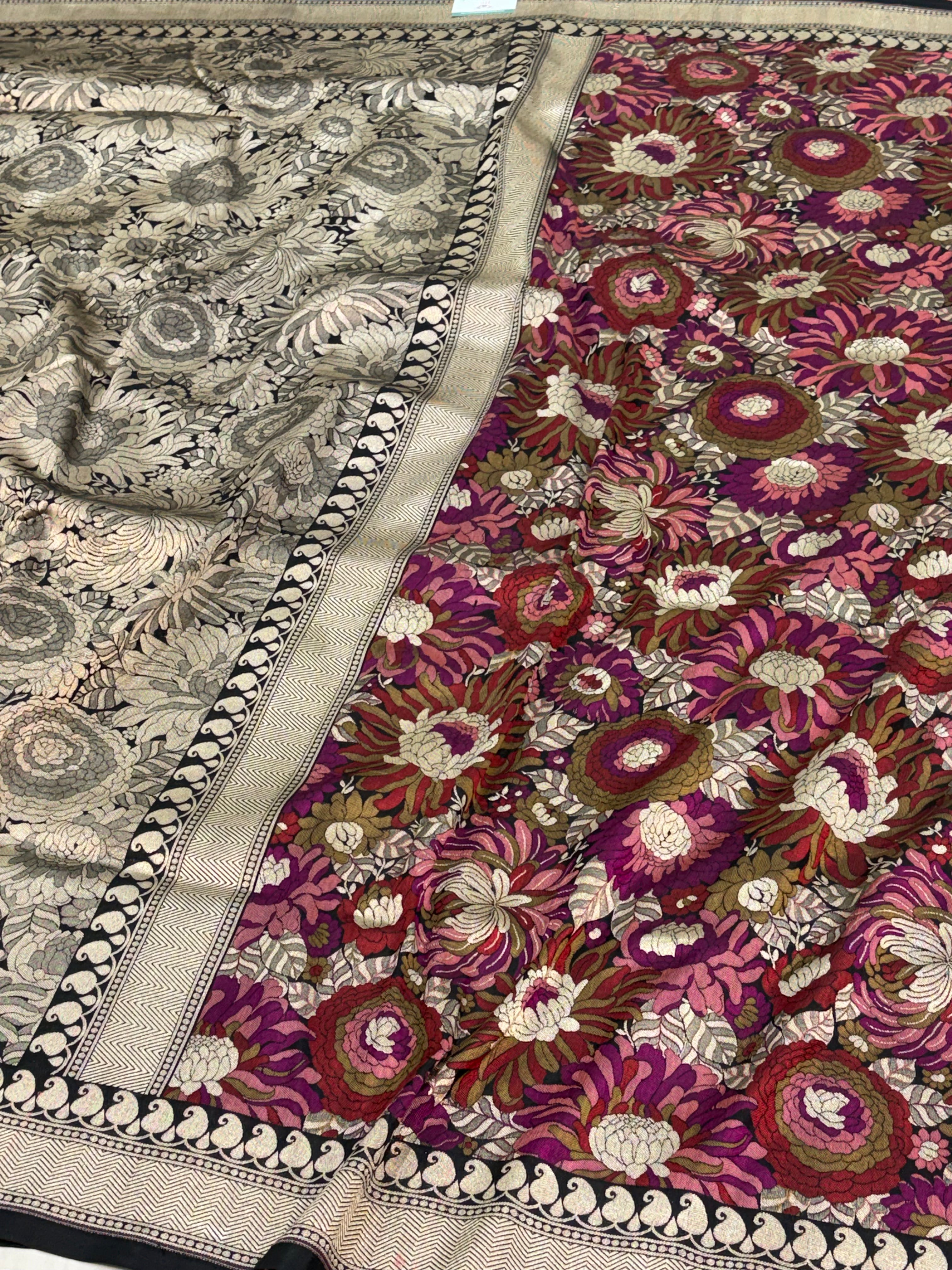 Black Banarasi Brocade Saree with Khimkhab Pallu