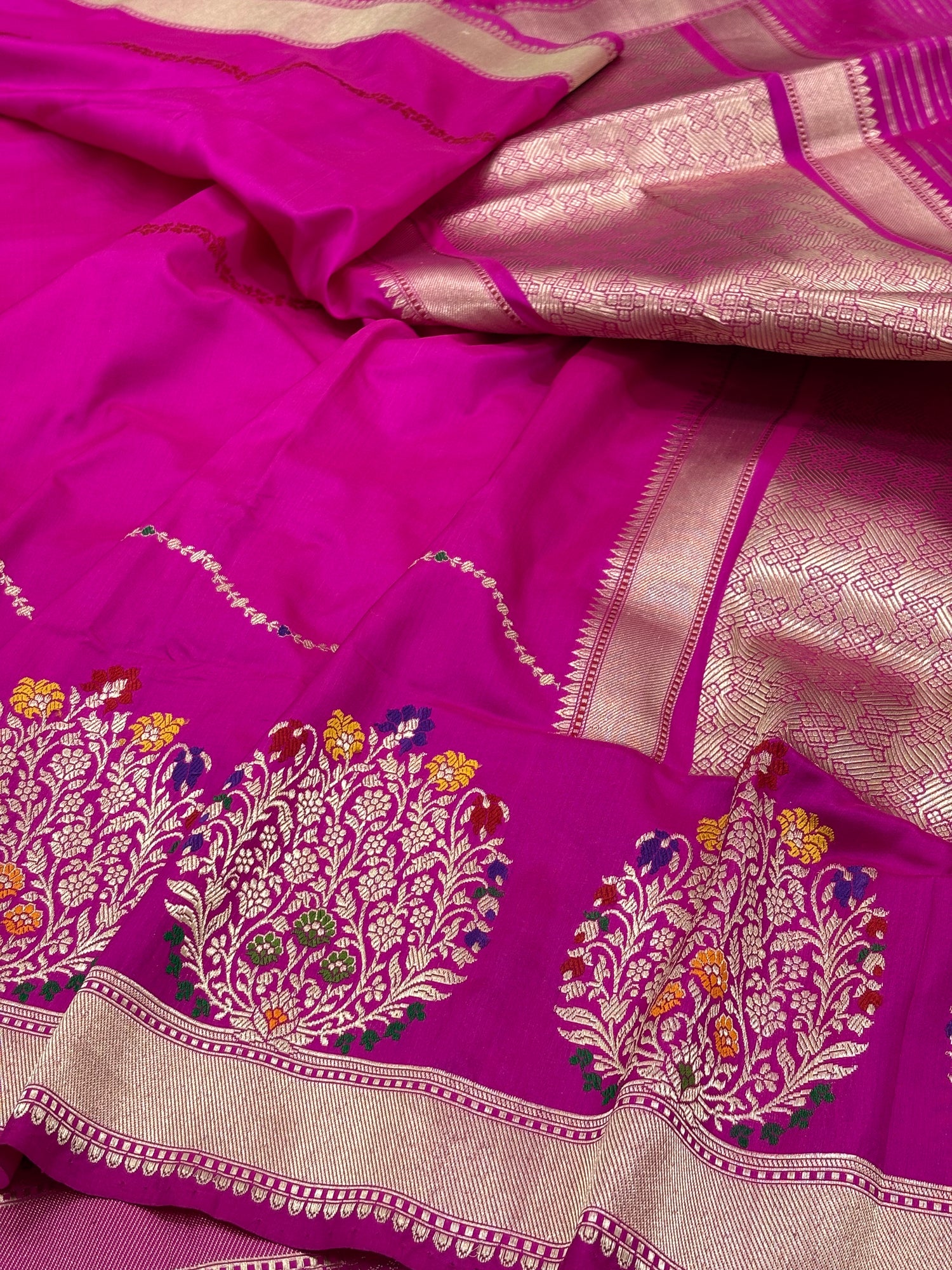 Rani Pink Banarasi Pure Katan Silk Handwoven Saree
