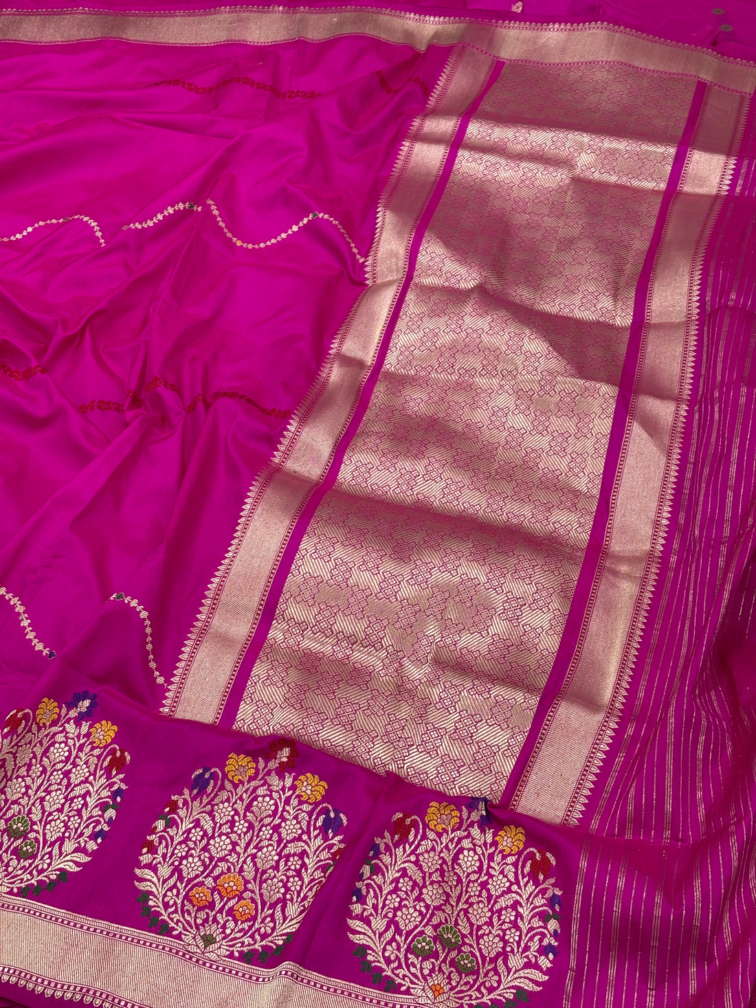 Rani Pink Banarasi Pure Katan Silk Handwoven Saree