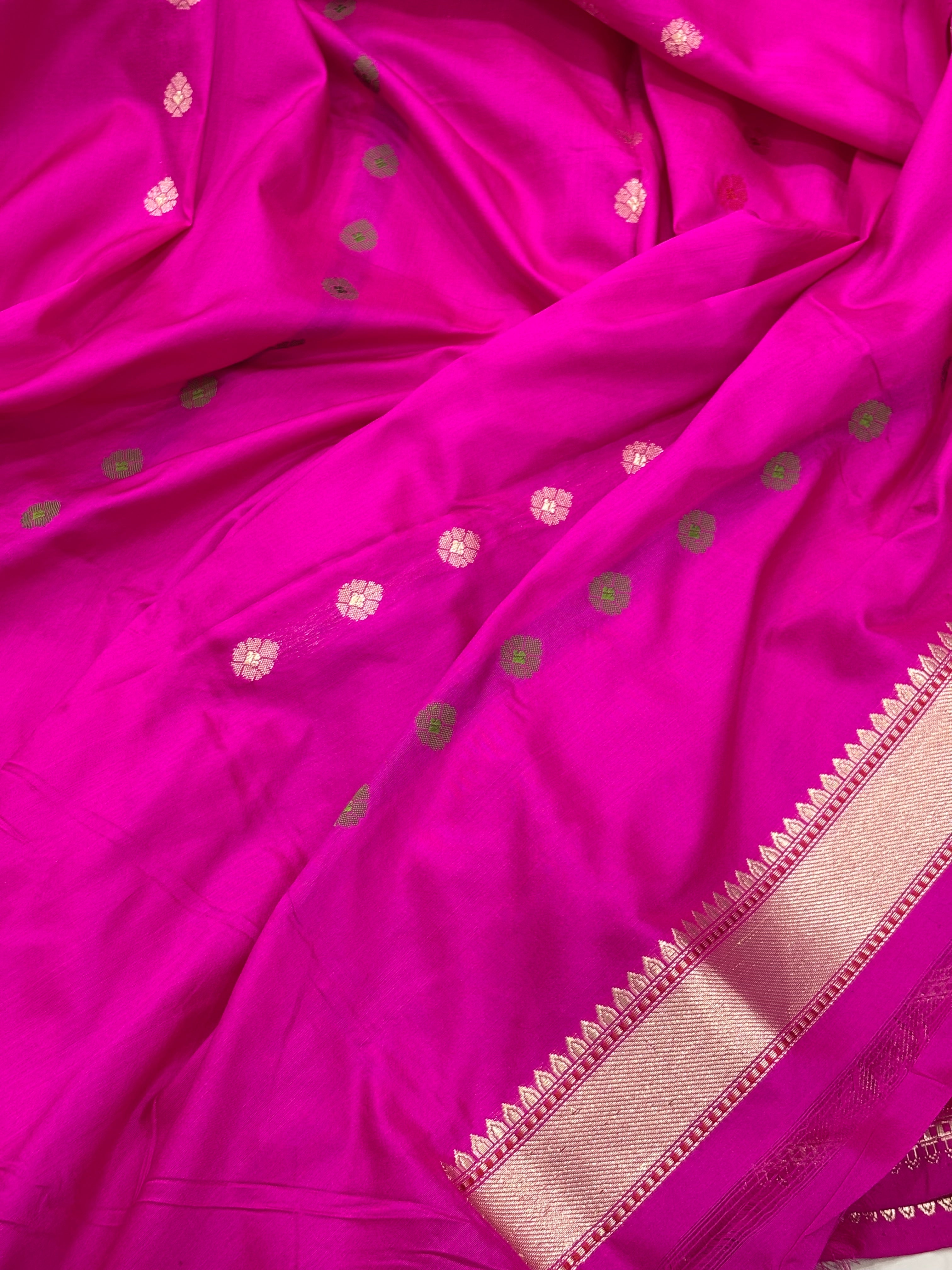 Rani Pink Banarasi Pure Katan Silk Handwoven Saree