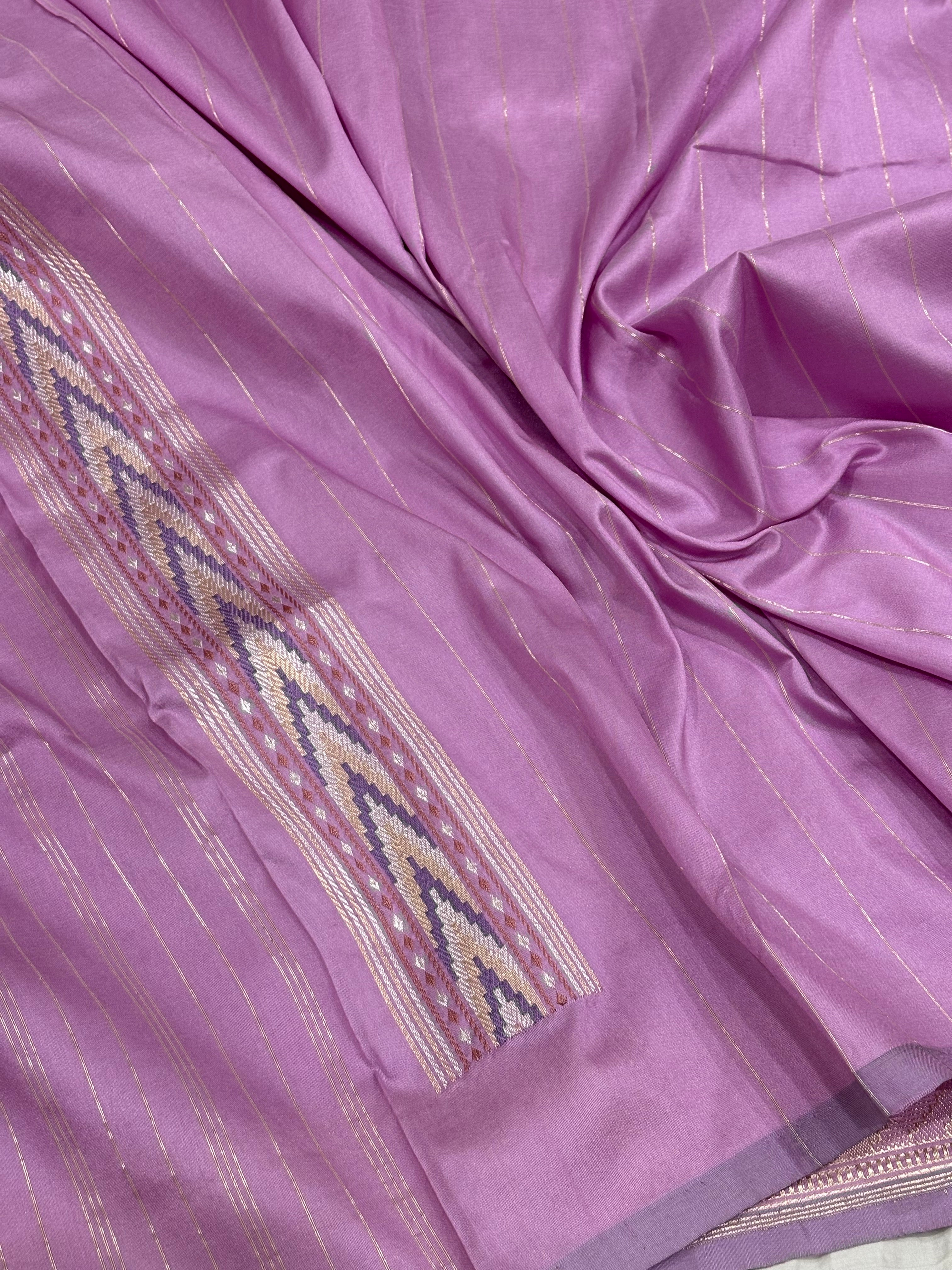 Lavender Banarasi Pure Katan Silk Handwoven Saree