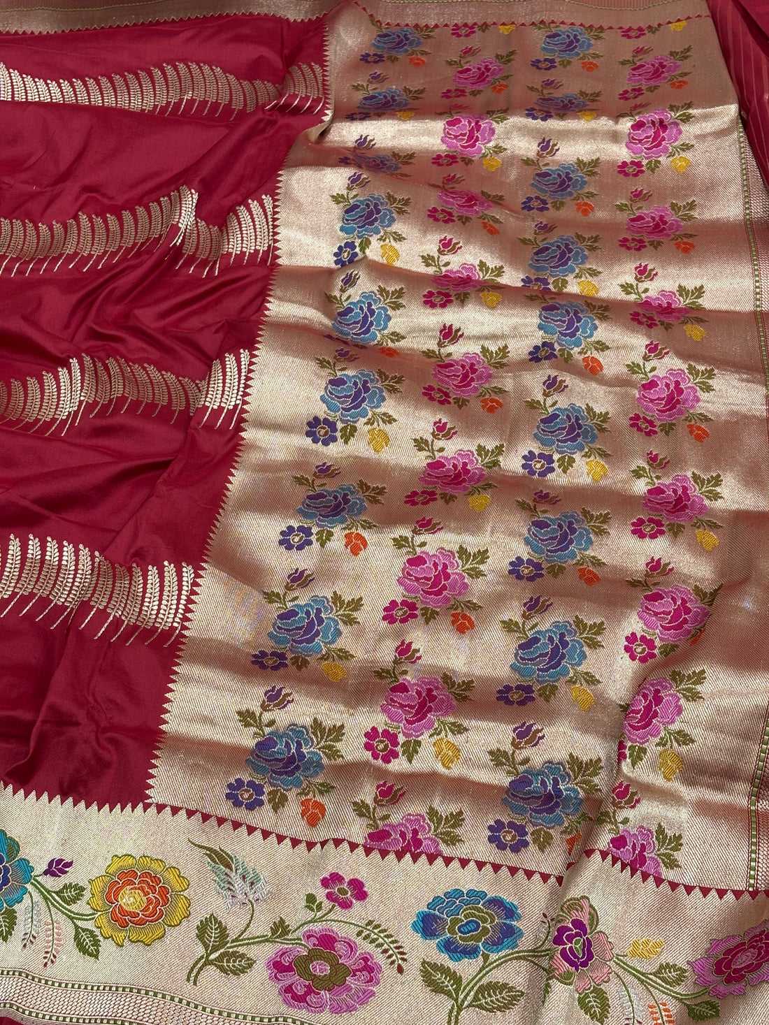 Red Banarasi Pure Katan Silk Handwoven Saree