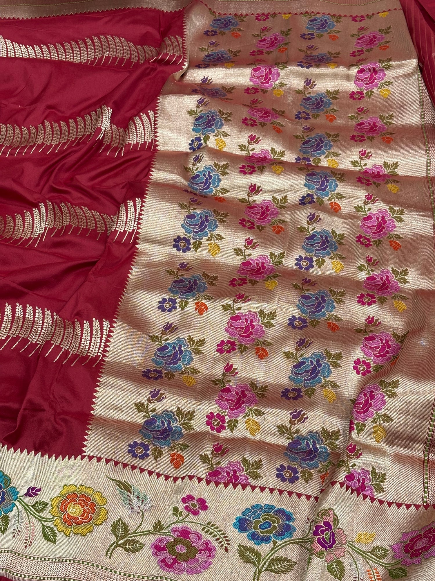 Red Banarasi Pure Katan Silk Handwoven Saree