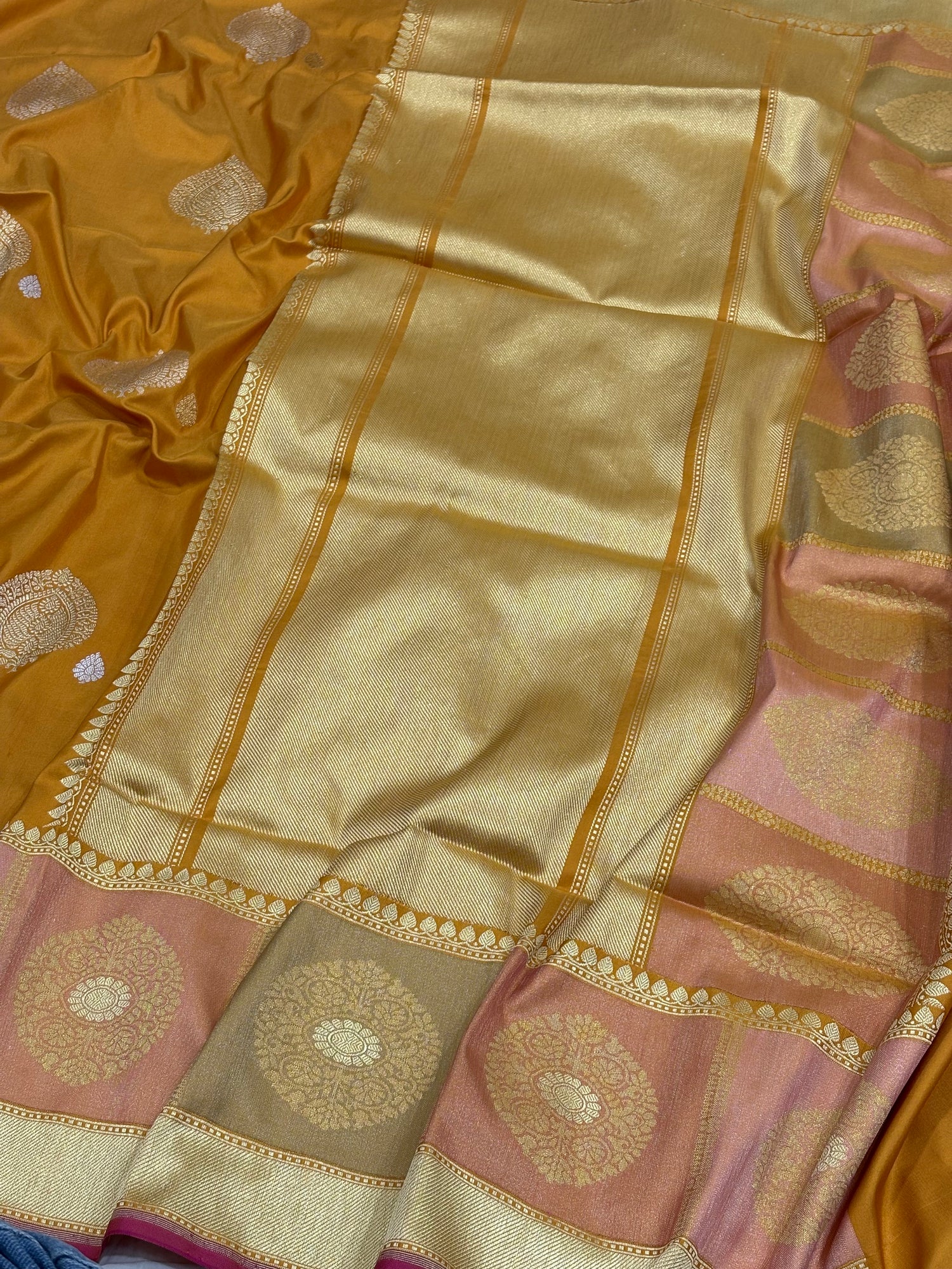 Yellow Banarasi Pure Katan Silk Handwoven Saree