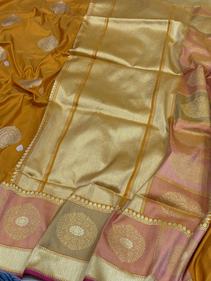Yellow Banarasi Pure Katan Silk Handwoven Saree