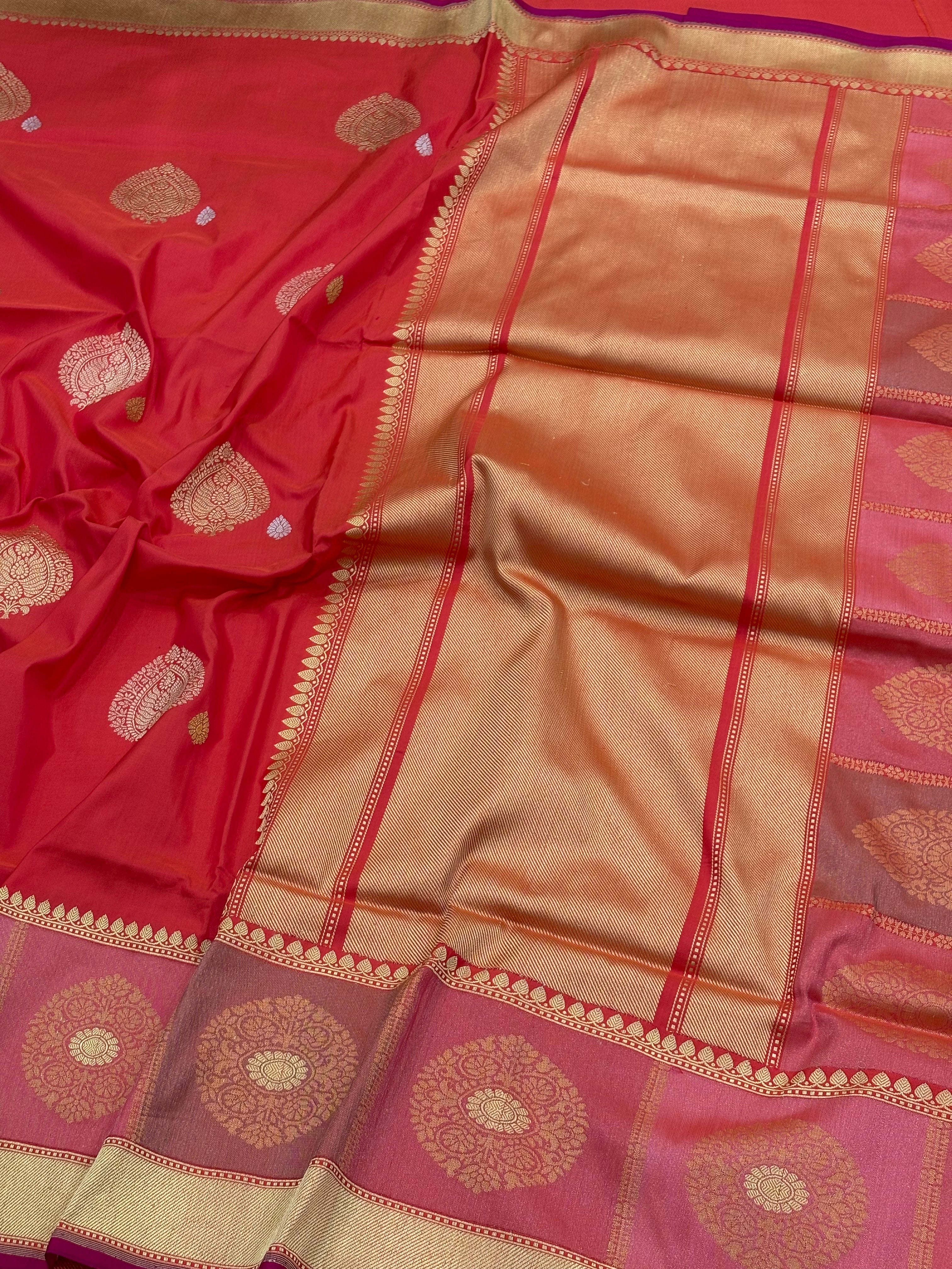 Yellow Banarasi Pure Katan Silk Handwoven Saree