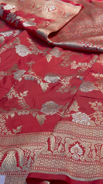 Rani Red Pure Banarasi Katan Silk Saree