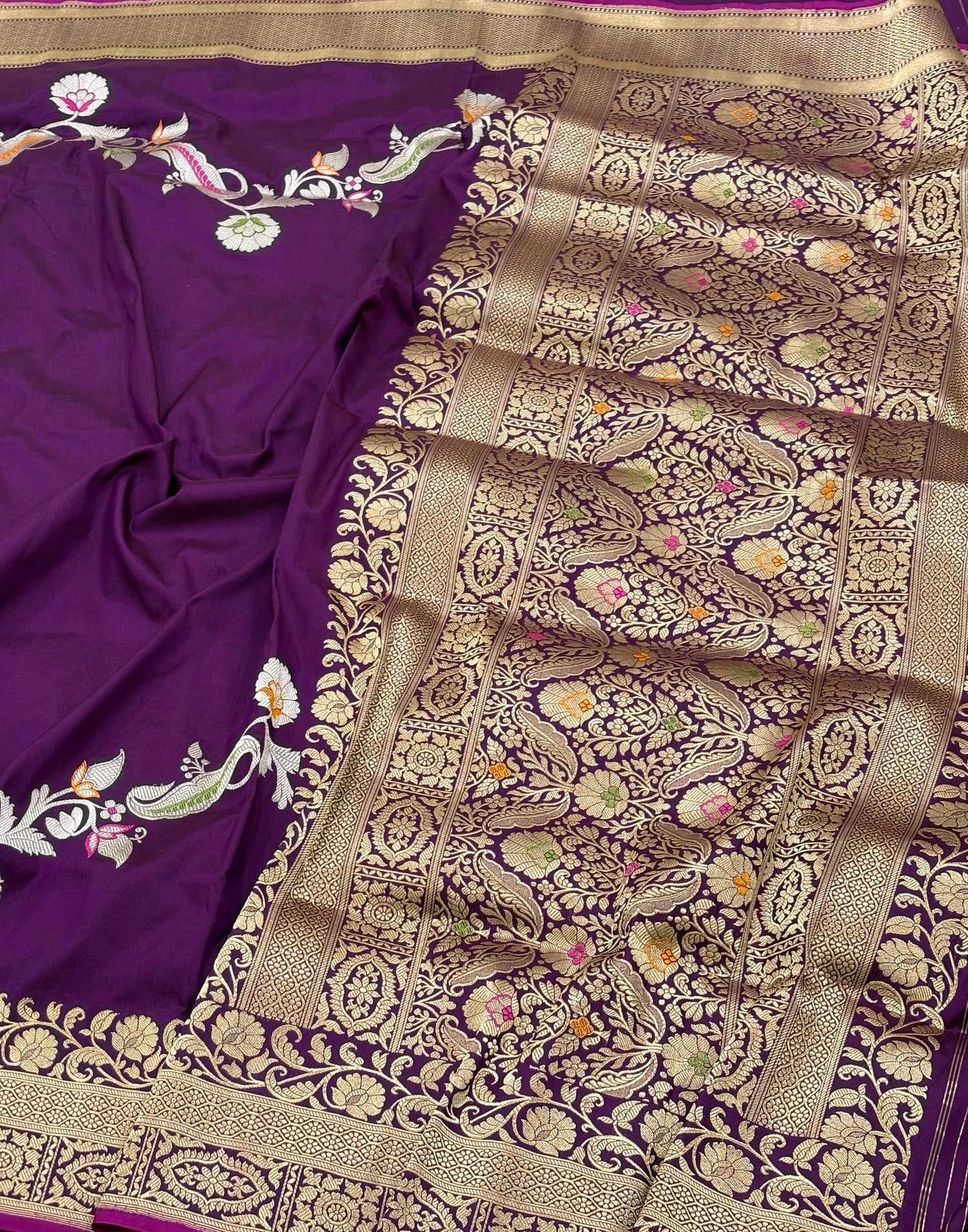 Purple Banarasi Pure Katan Silk Handwoven Saree
