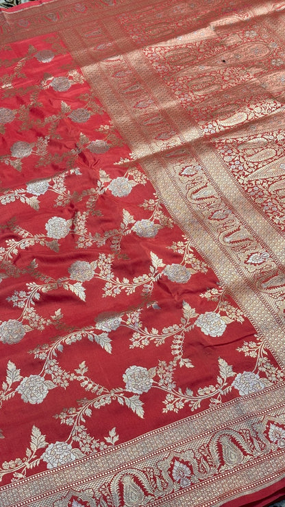 Rani Red Pure Banarasi Katan Silk Saree