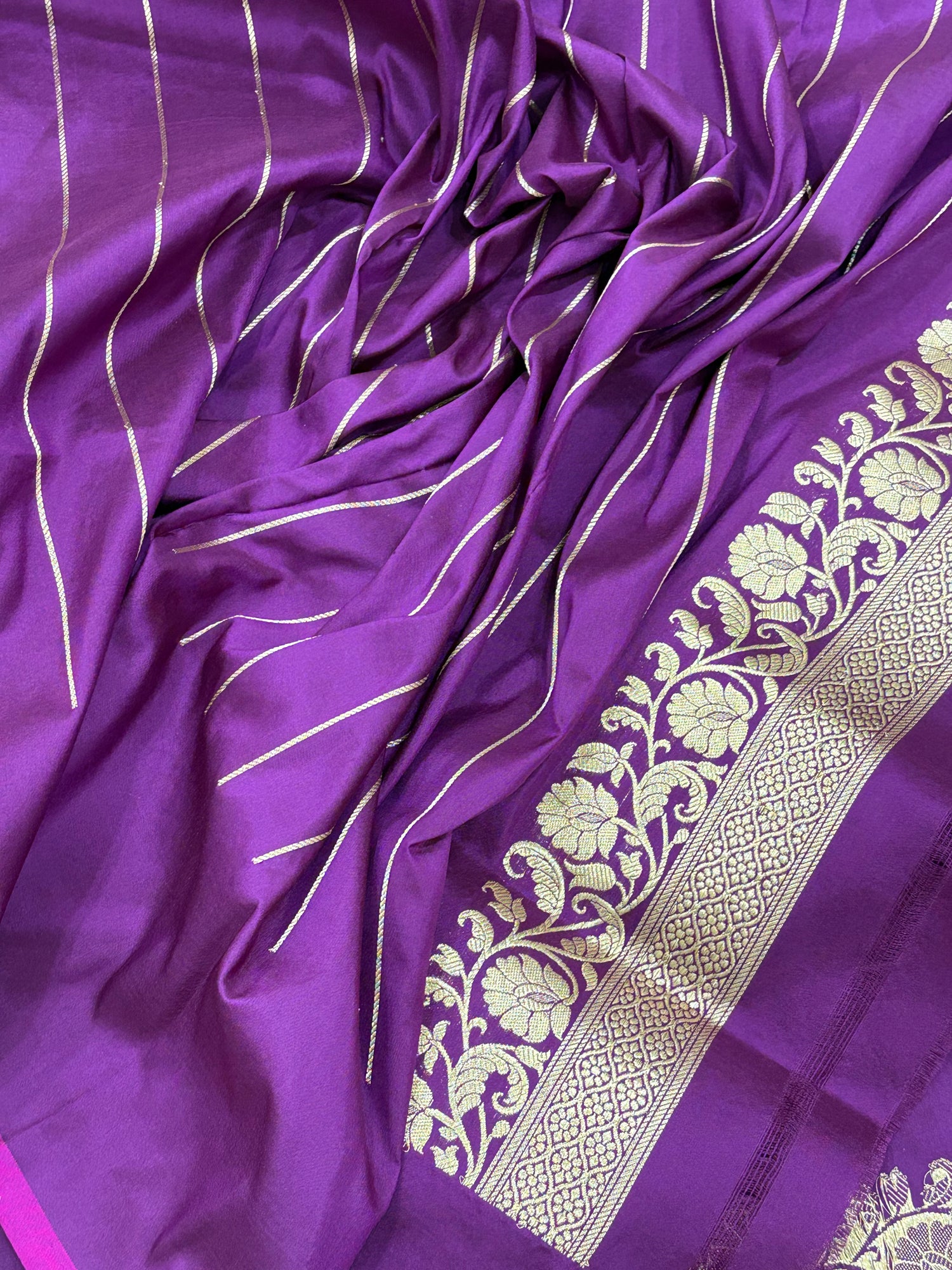 Purple Banarasi Pure Katan Silk Handwoven Saree