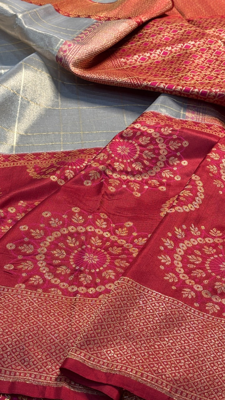 Silver Tissue Banarasi Silk Handwoven Saree